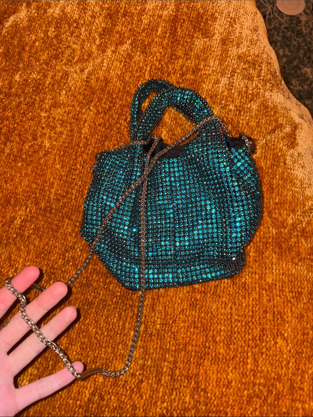 Teal Crystal-Embellished Women’s Handbag - Picture 4 of 4